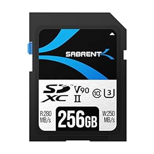 SABRENT SD Karte 256GB V90 UHS-II U3 SDXC Card Class 10, 280MB/s Lesen, 250MB/s Schreiben – Professionelle Speicherkarte für 4K 8K Video, DSLR, Drohne, Kamera (SD-TL90-256GB)