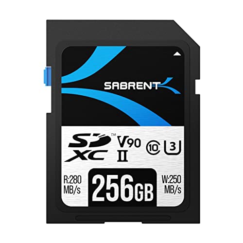 SABRENT SD Karte 256GB V90 UHS-II U3 SDXC Card Class 10, 280MB/s Lesen, 250MB/s Schreiben – Professionelle Speicherkarte für 4K 8K Video, DSLR, Drohne, Kamera (SD-TL90-256GB)