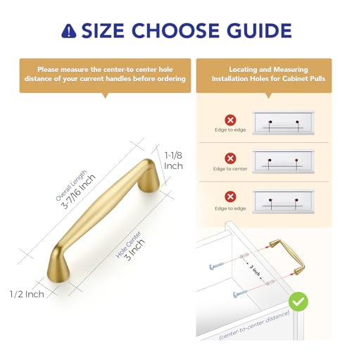 Image of Ravinte 5 Pack 3 Inch Brushed Gold Kitchen Cabinet Handles Solid Zinc Alloy Cabinet Pulls Cupboard Hardware Drawer Handles