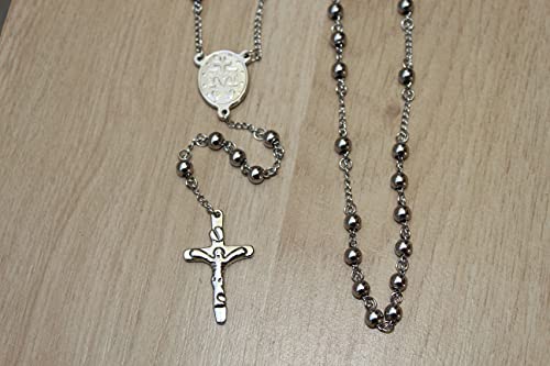 Terço Em Aço Inox Cirúrgico 65cm Rosário Masculino (prat)