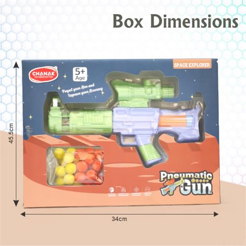 Image of Aditi Toys Space Explorer Pneumatic Gun Include 12 Orange & 12 Yellow Soft Foam Ball, for Indoor Outdoor Use Safe for Boys Girls, Above 5+ Age, BIS Approved. (Green)