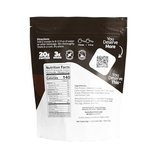 NuGo Slim Dark Chocolate Crunchy Peanut Butter, 17g Vegan Protein, 3g Sugar, 12 Count and NuGo Plant Protein Powder, 20g Protein, 3g Sugar, 25 Servings