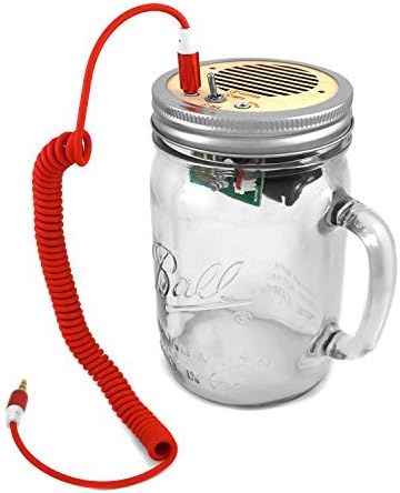 DIY Kit - Portable Speaker & Guitar Amplifier (Red Cord & Mason Jar included) | Beginners soldering project for kids, teens, adults | Learn about electronics, engineering, STEM education, robotics
