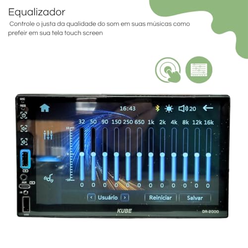 KIt Central Multimídia Automotivo 7 polegadas Full Touch Mp5 Universal CarPlay Android IOS Auto Espe