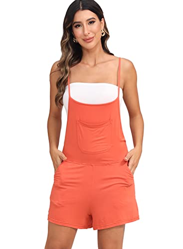 Buenos Ninos Womens Rompers,Rompers For Women Casual,Long Wide Leg Stretchy Loose Outfit Women Jumpers With Pockets Orange Rompers S #TOP11