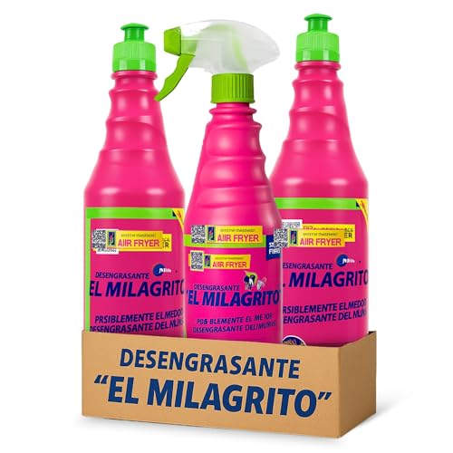 Desengrasante Push Pull + Spray, Limpiador quitagrasas El Milagrito, Multiusos para Cocina, Hornos, Microondas, Industrial y Más, Formato Ahorro, 2 Botes Push Pull de 1 Litro + 1 Bote Spray 750 ml