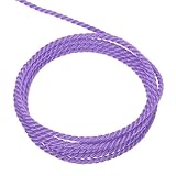 QUARKZMAN Cordón Trenzado Decorativo, 5 Yardas 2mm Cuerda Brillante de 3 Cabos para Manualidades, Bolsas de Regalo, Cortinas, Decoración Navideña, Color Lila Claro - 5m