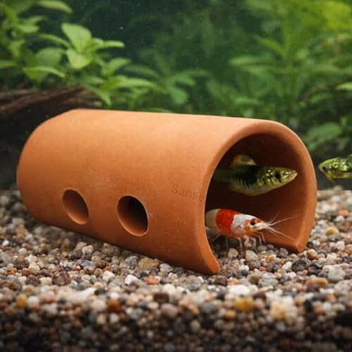 SANSEFERO Ceramic Shrimp cave Aquarium Hideout cave for Small Fish ...