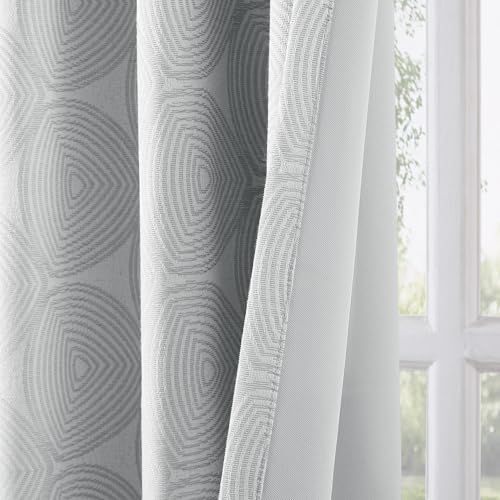 Randall 90% Pinch Pleated Grey White Geometric Curtains 2 Panels