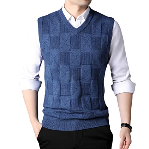 Chaleco de punto para hombre en azul XXL de cuello en V estilo clásico casual para otoño