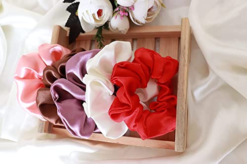 Image of Fashion & Beauty Land Premium Satin Silk Scrunchies pack of 5