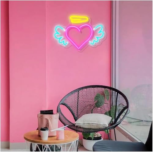 Néon LED Heart Wings dimmable intensité réglable pour décoration murale - 2