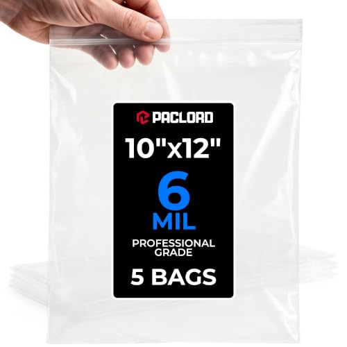 10" x 12" Medium Reclosable Plastic Zip Bags, 5 Count