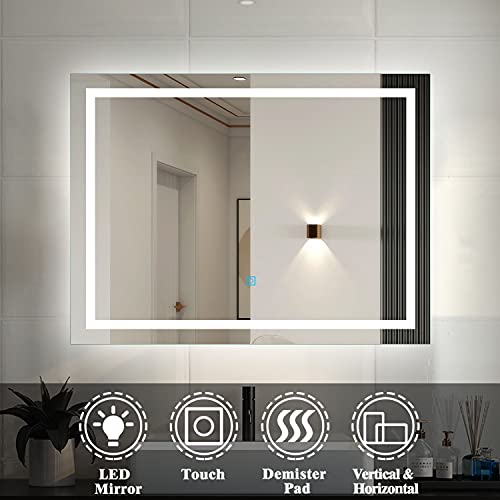 700x500 Bathroom Wall Mirror with LED Lights,with Demister Pad,Touch Sensor,IP44,Portrait or Landscape - Image 2