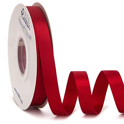 Ribbli Double Faced Scarlet/Dark Red Satin Ribbon,1/2” x Continuous 25 Yards,Use for Bows Bouquet,Gift Wrapping,Floral Arrangement