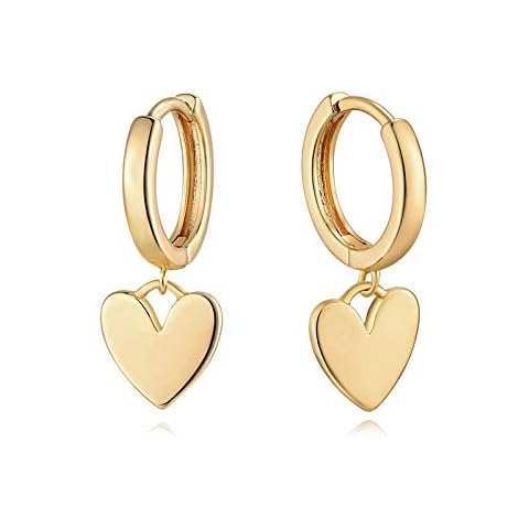 MYEARS Women Heart Earrings Gold Huggie Hoop Dangle Drop 14K Gold Plated Small Simple Hypoallergenic Everyday Jewelry Cover