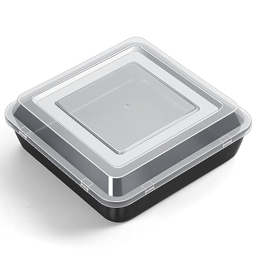 P&P CHEF 8 x 8 Inch Baking Pan with Lid, Nonstick Square Cake Pans - 2Pcs