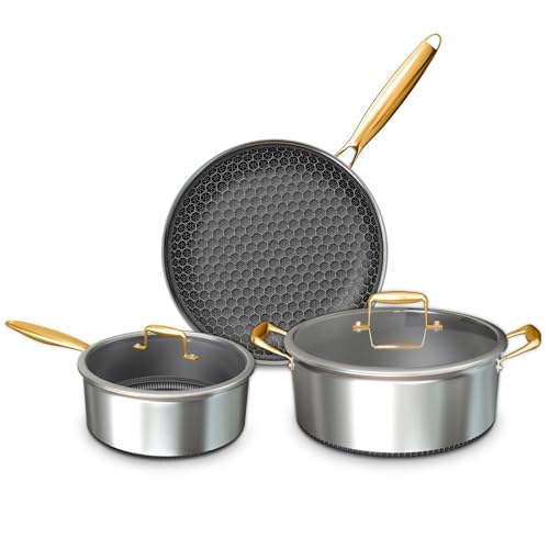 FogDream 3PCS Nonstick Cookware Set, 9.5" Fry Pan, 8 QT