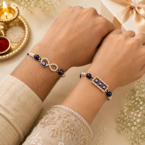 Image of Jaipur Ace Rakhi Gift Hamper for Bhaiya Bhabhi with Silver Plated Bowl Set, Pooja Thali, 2 Designer Rakhis, Roli Chawal, Raksha Bandhan Gift Set for Brother Bhabhi, Premium Rakhi Combo with Red Velvet Box