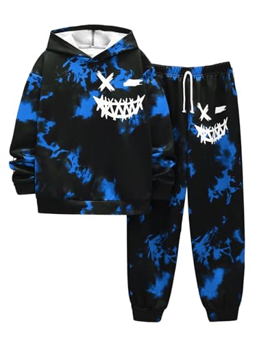 WDIRARA Boy's 2 Piece Outfits Graphic Long Sleeve Hoodie Sweatpants Set