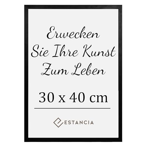 Estancia Schwarzer Holz Bilderrahmen 30×40 cm mit Bruchsicherem Acrylglas | Rahmen 30×40 cm | Bilderrahmen 30 x 40 cm | Schwarz Holzrahmen 40×30 cm., 12.99 €