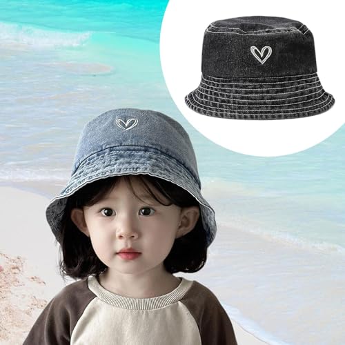 Kids Sun Hat Cute Bucket Hat for Spring Summer Sightseeing Outdoor Short Trips- Black2
