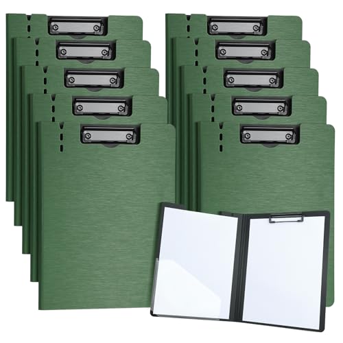 URbantin Schowek A4 z klipsem, 10 sztuk schowka z pokrywą, płyta do pisania clipboards A4 (zielony)