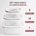Chef Preserve Glass Vacuum Seal Containers for Food Storage, Made For Compact Vacuum Sealer, 3pcs set [1x Small, 1x Medium, 1x Large] Works With Handheld Vacuum Sealer Machine