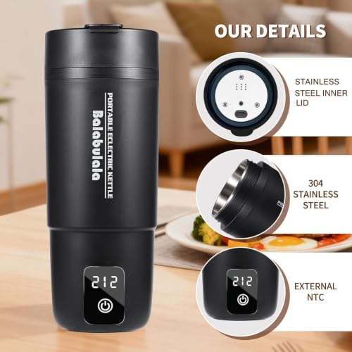 Image of Travel Electric Kettle, Balabulala Portable Water Boiler with 6 Variable Presets,Small Electric Kettle With Silicone Base Cover to Prevent water, Boil Dry Protection,14oz