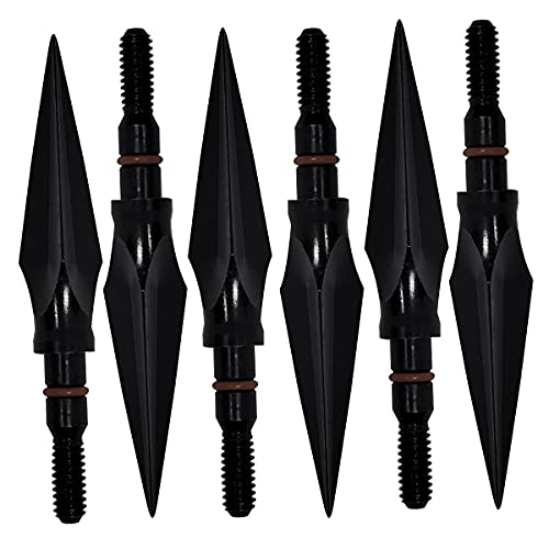 Broadheads Hardening Traditional Hunting Arrow Head 100/125/150 Grain Archery Screw-in Broad Heads,Pack of 6 (Black-3, 125grain)