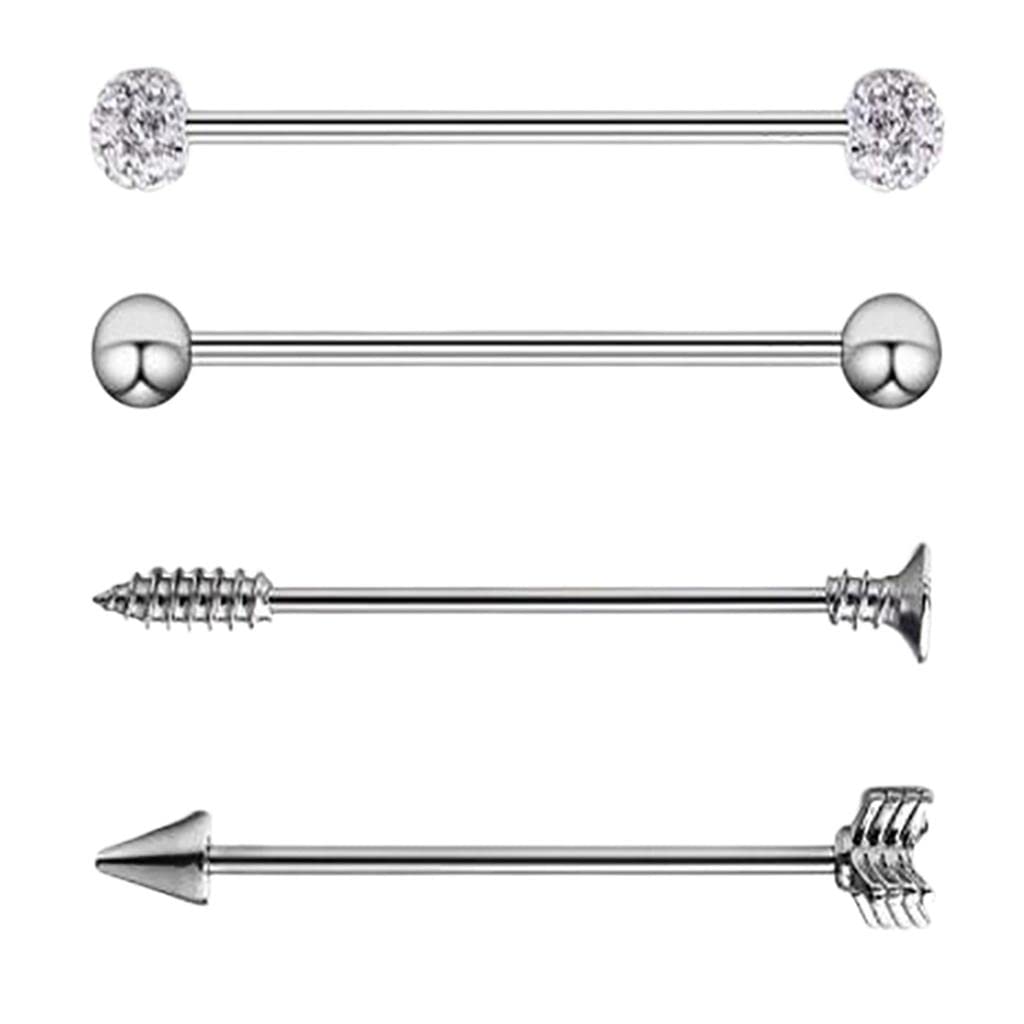 styleheaven 4 Pieces Stainless Steel Industrial Barbell Earrings Silver |Jewelry & Watches | Fashion Jewelry | Body Jewelry | Body Piercing Jewelry-picture-47
