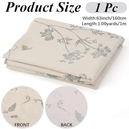CABODYALS 1 Yard 63 Inch Mixed Color Cotton Linen Fabric Floral Pattern for Sewing Making Quilting DIY Home Decor DIY Crafts