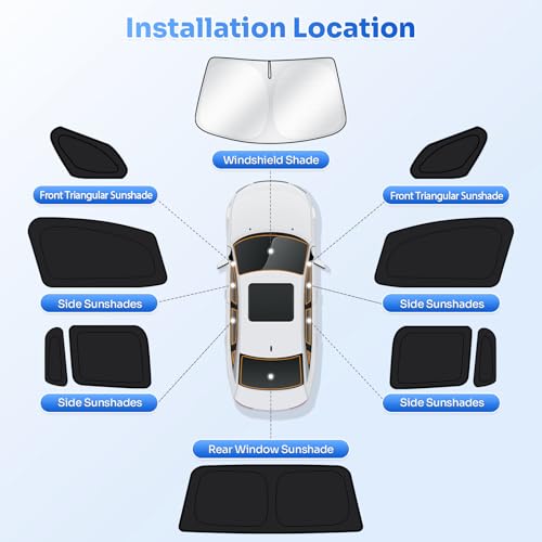 Image of Canvcle Window Shades for 2017-2026 Honda Ridgeline Accessories Windshield Sun Shade Side Rear Window Covers Sunshade Sun Visor Shield Privacy Protection for Camping Keep Vehicle Cool Black 10PCS