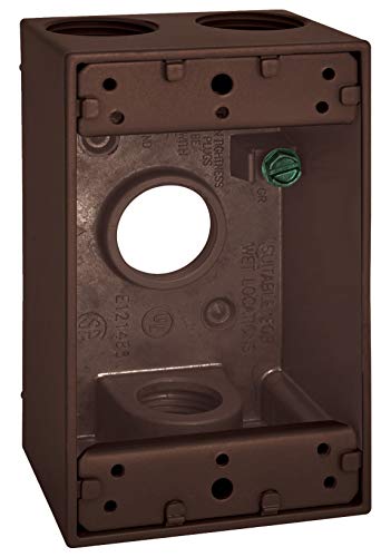 Image of SIGMA ENGINEERED SOLUTIONS Metal Electrical Outlet Box, Weatherproof, Easy Mount Plug and Receptacle Protector, 1 Gang Box, Bronze, (E) 4 Holes