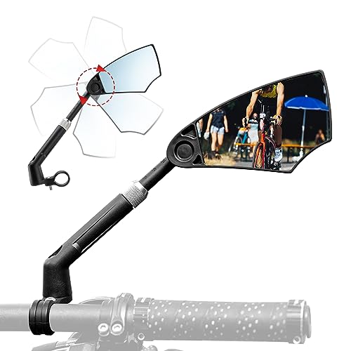 ROCKBROS Bicycle Mirror 360°Rotatable and Foldable Bicycle Rear View Mirror for MTB Racing Bikes, E-bikes, Electric Scooters