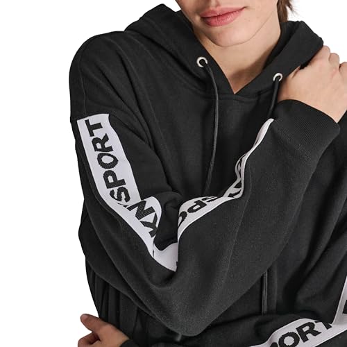Image of DKNY Women's Sleeve Logo Tape Pullover Hoodie Sweatshirt