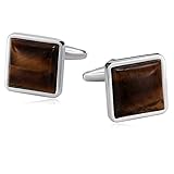 AMDXD Cuff Links Stainless Steel, Cufflinks for Men Wedding Brown Square Brown Stone 1.7 x 1.7 CM, 2