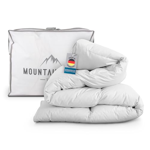 Bestlivings Made in Germany Cassette Bed (80% Feathers and 20% Down), 135 x 200 cm, Cotton Percale Cover, Natural Product, Feather Duvet for All Seasons