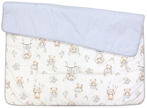 TupTam Krabbeldecke für Baby 120x120 cm - Gepolsterte Spieldecke Baby Baumwolle, XXL, OEKO-TEX, Weich & Hautfreundlich, Farbe: Teddybären in Körbchen Beige Ecru