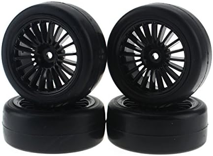 HobbyMarking 4Pcs RC 1/10 On-Road 12mm Hex Wheel Rims Rubber Tires Tyre for RC Tamiya Traxxas HSP HPI Kyosho