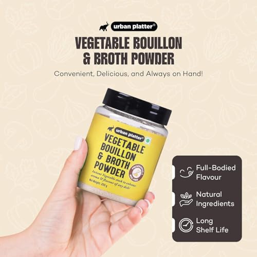 Urban Platter Vegetable Bouillon & Broth Powder | 7.05 Oz (200g) | Vegetable Stock to Your Favorite Soups, Stews, Sauces & Risottos | Gourmet Broth Powder | Low Calories | No Animal Content
