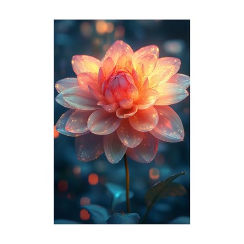 Poster fleurs pailletées roses TERUEA 40x60cm sans cadre pour une décoration moderne de chambre