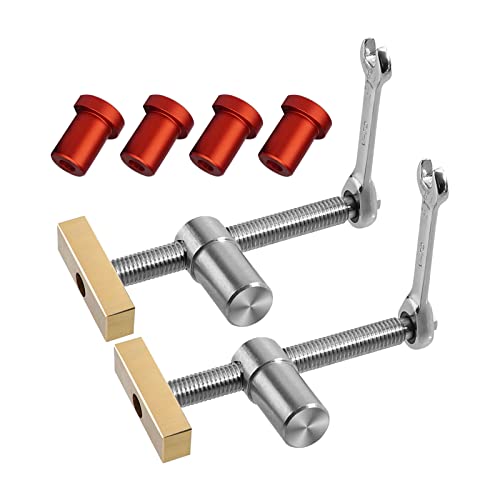 YWNYT Tisch-Werkbank-Hilfswerkzeug mit 4 Bank-Hunde, Holzbearbeitung Schreibtisch, schnell fixierte Clip-Klemme Messingbefestigung Schraubstock (19 mm, rot)