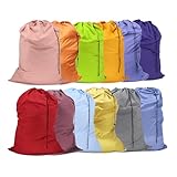 Extra Large Nylon Laundry Bag Travel Laundry Bags with Drawstring Closure Fit a Laundry Basket or Hamper for college dorm and apartment dwellers Machine Washable 30'x40' (Mixed Color 12 Pack)