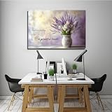 CHERHERART Kwiaty lawendy w wazonie plakat obraz obraz ścienny fioletowy kwiatowy nadruk do salonu kuchnia jadalnia 40 x 60 cm bez ramki