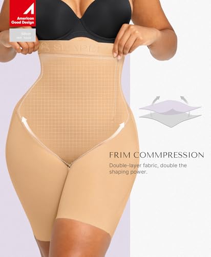 Image of SHAPELLX High Waist Butt Lifting Tummy Control Shapewear Shorts | Under dress shorts,15-inch crotch zipper, breathable stretch fabric, anti-roll support,easy bathroom access, everyday wear