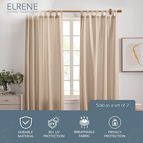Elrene Home Fashions Rhodes Solid Indoor/Outdoor Window-Curtain Set, 2 Panels, 52 Inches X 108 Inches, Taupe #TOP1