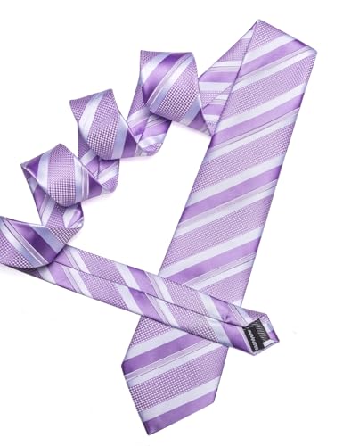 Image of Barry.Wang Mens Tie Set Plaid Check Neckties Formal Business Wedding Luxury Pocket Square Cufflinks