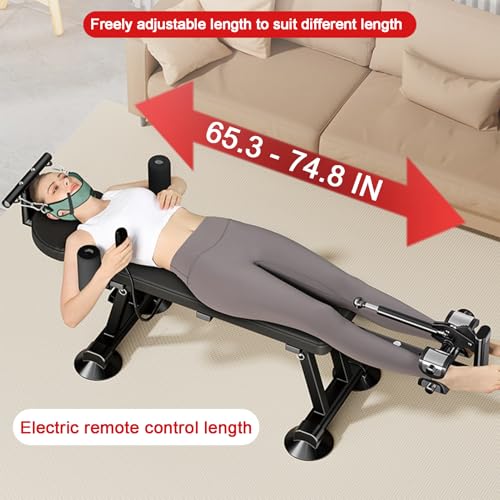 ZELLOXY Fitness Full Body Traction Bed, Massage Cervical Traction Table for Lumber Stretching, Portable Inversion Table Alternative, Back Decompression Bench Machine for Home (Electric High) - Thumbnail 6