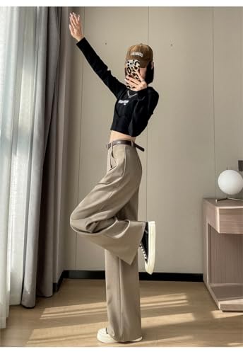 utcoco Womens Casual Business Dress Pants High Waist Wide Leg Work Pants with Belt4